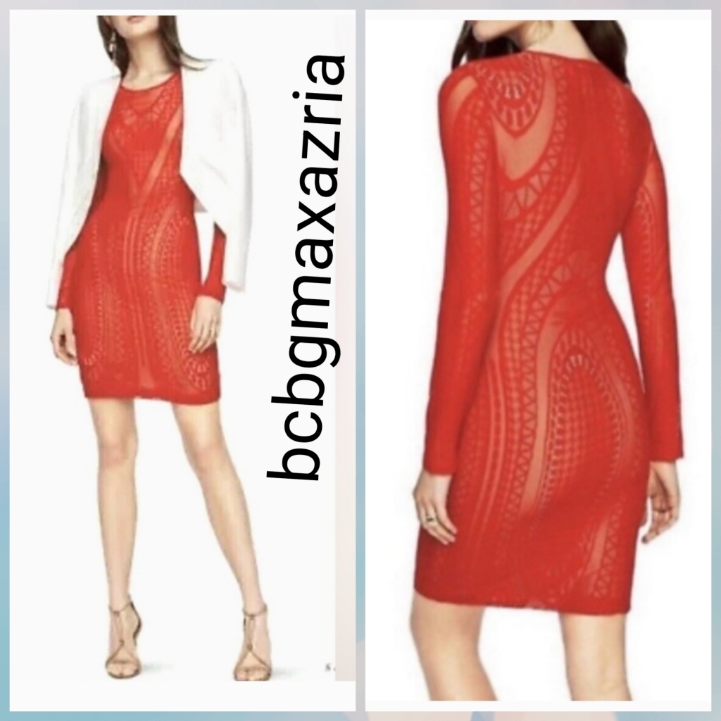 New With Tag Nbcbgmaxazria Lala Lace Bodycon Scarlet Dress Msrp $231.00